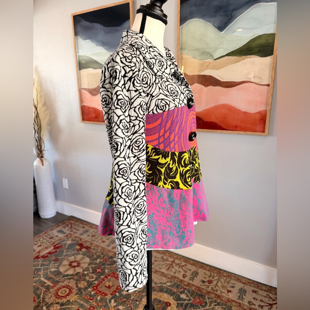 Aunt Wanda Vibrant Multicolor Patchwork Blazer - image 2